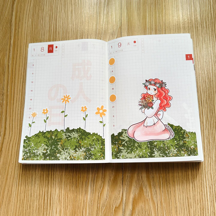 Blush Pretty Petal Hobonichi A6 Daily Sticker Kit - a019