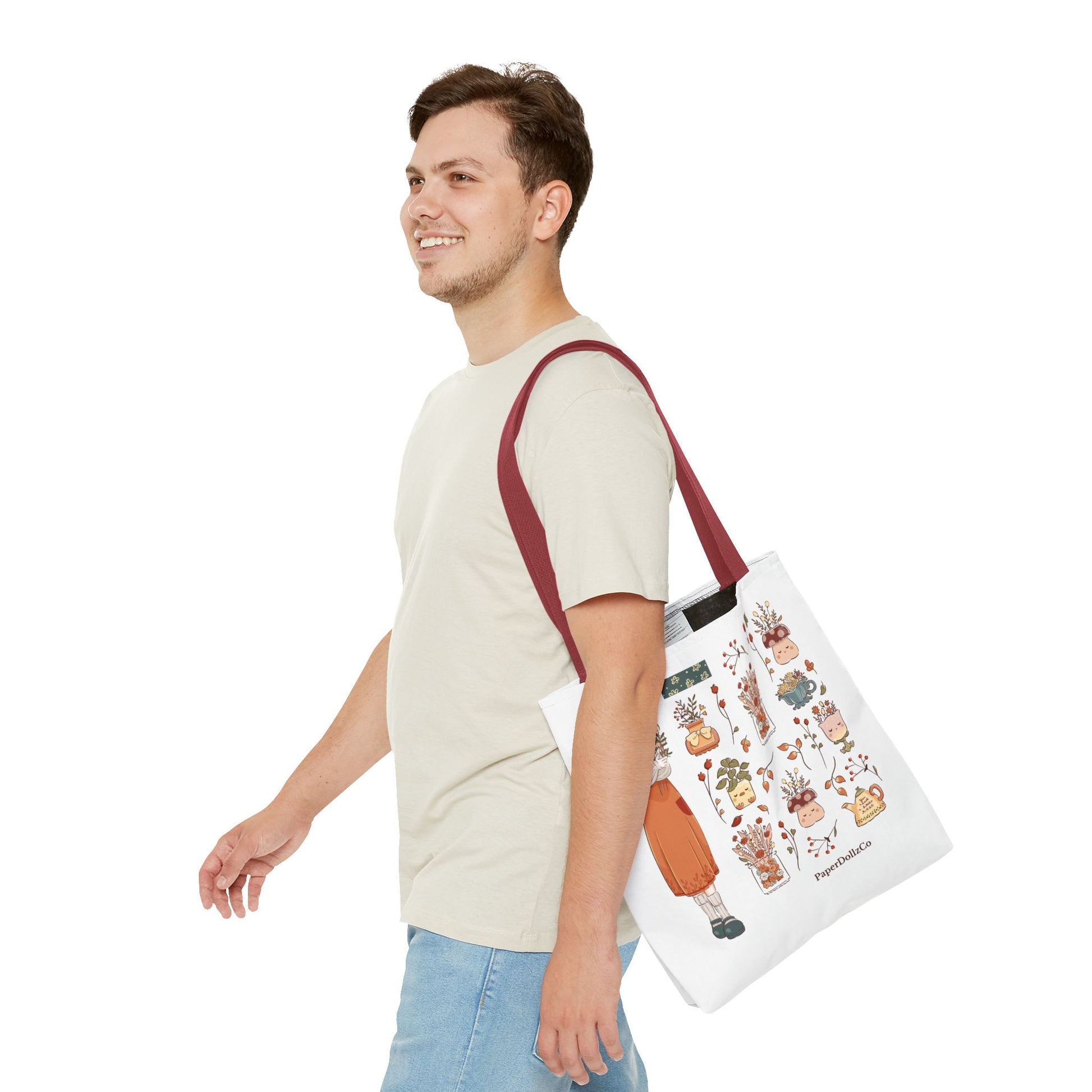 Autumn-Themed Tote Bag, Cozy Fall Essentials, Cute Eco-Friendly Shoulder Bag, Harvest Season Shopping Bag, Pumpkin Spice Carryall | Cotton Merch
