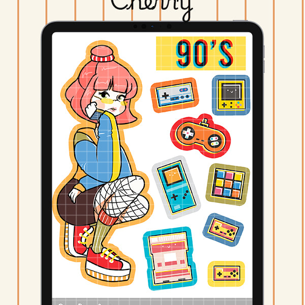 90s Digital File | Cherry| PaperDollzCo