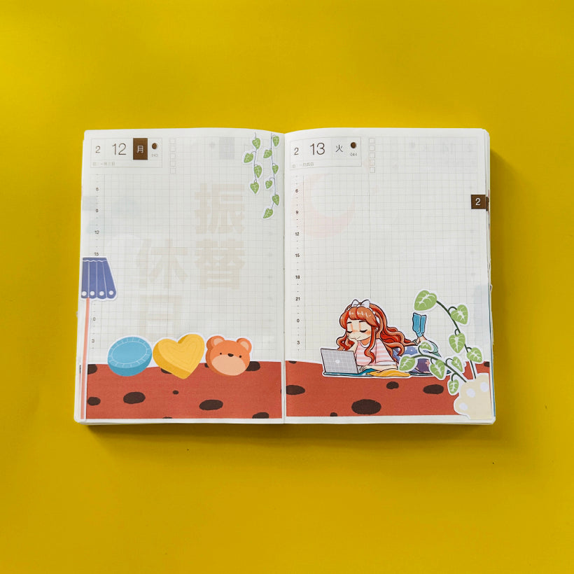 Binge-Watch Home Buddy Hobonichi A6 Daily Sticker Kit - a038
