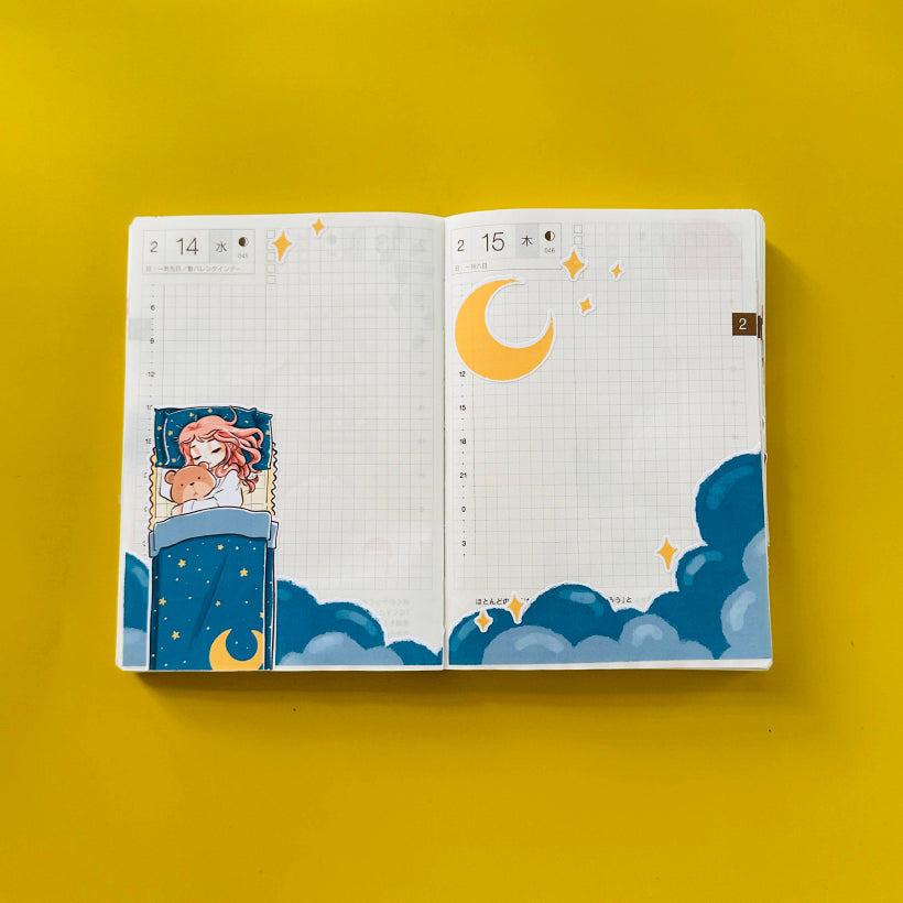 Goodnight Home Buddy Hobonichi A6 Daily Sticker Kit - a036