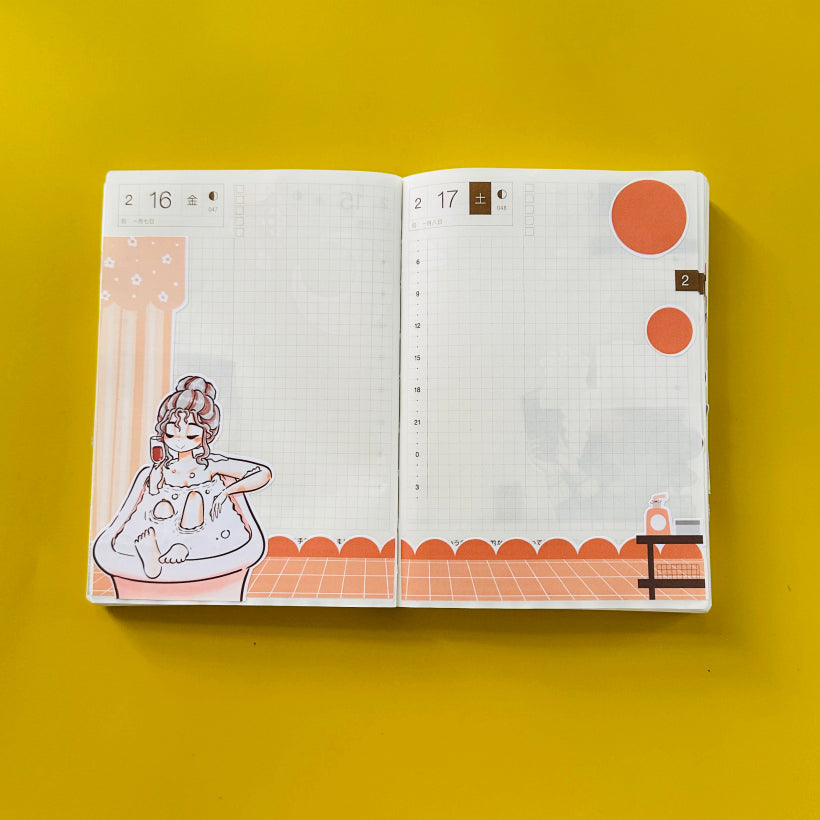 Bath Time Home Buddy Hobonichi A6 Daily Sticker Kit - a037