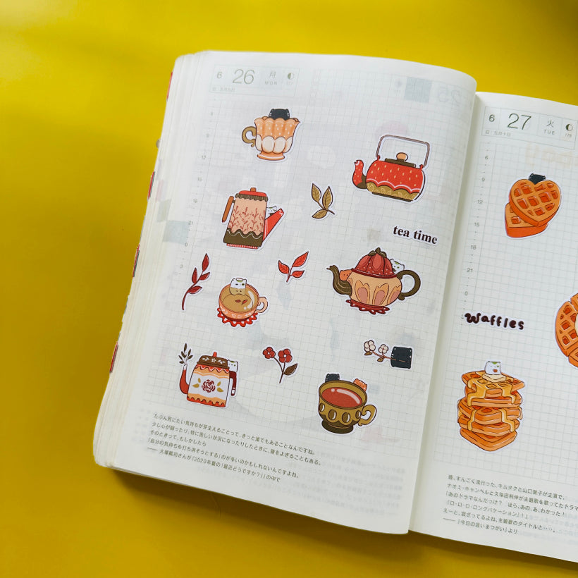 Tea Time Sticker Neko Veggies