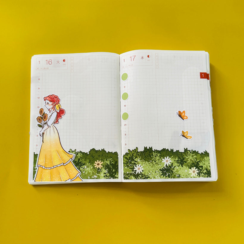 Vintage Pretty Petal Hobonichi A6 Sticker Kit - a018
