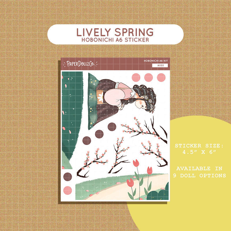 Lively Spring Blossoming Hobonichi A6 Daily Sticker Kit - a022