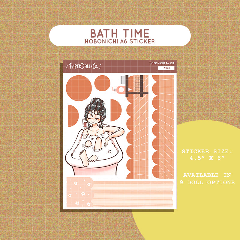Bath Time Home Buddy Hobonichi A6 Daily Sticker Kit - a037