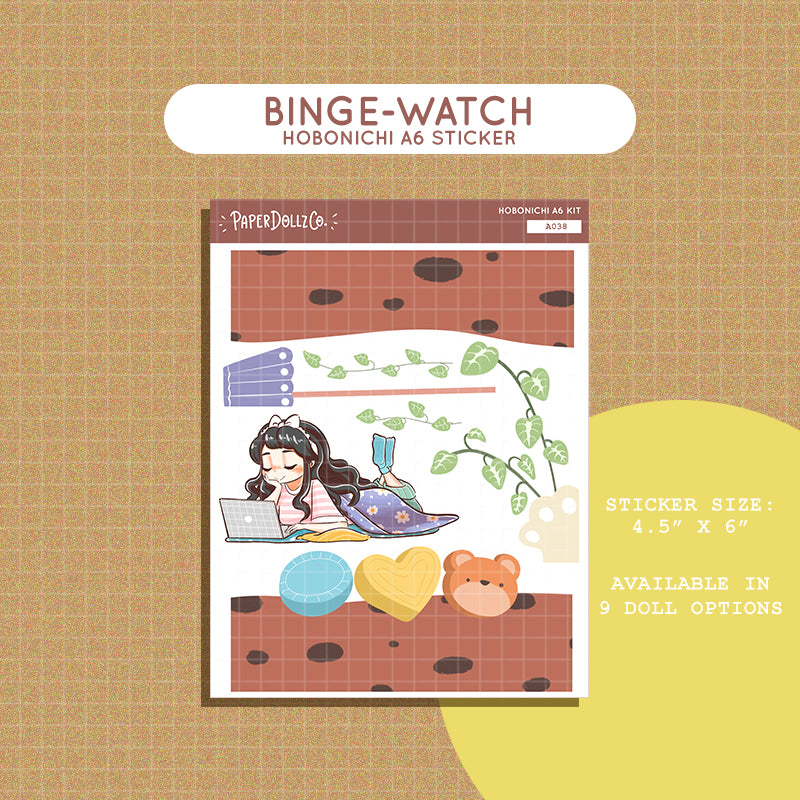Binge-Watch Home Buddy Hobonichi A6 Daily Sticker Kit - a038