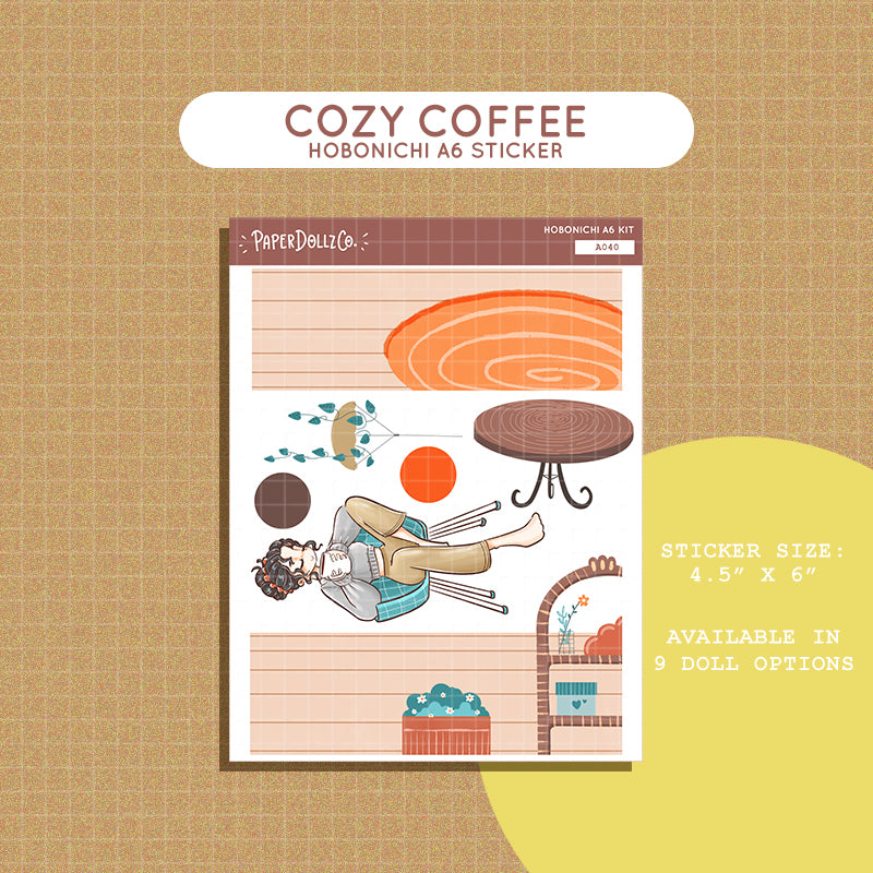 Cozy Coffee Home Buddy Hobonichi A6 Daily Sticker Kit - a040