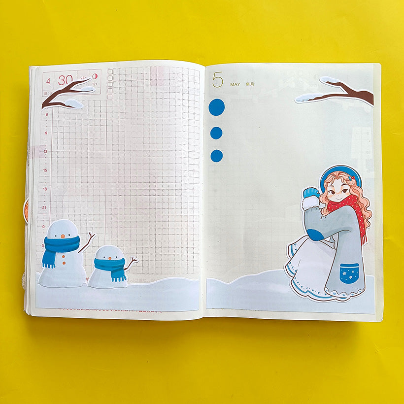 Frosty Winter Solstice Hobonichi A6 Daily Sticker Kit - a073