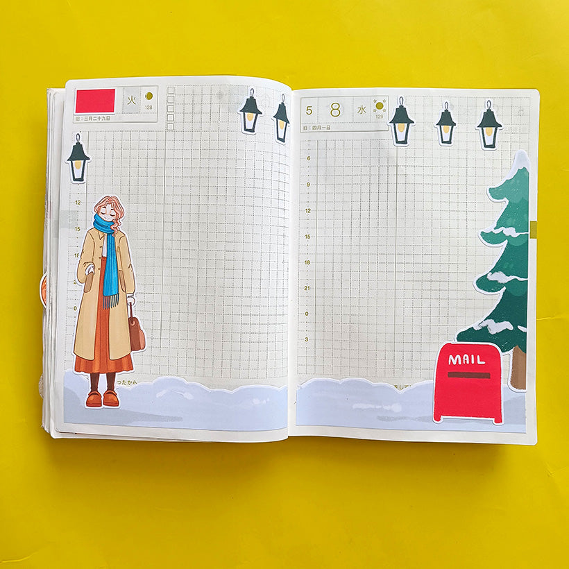 Work Winter Solstice Hobonichi A6 Daily Sticker Kit - a075