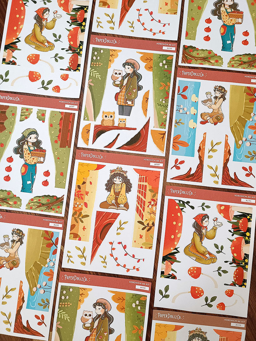 Saxony | Birds of Autumn | Hobonichi A6 Daily Sticker Kit - a100