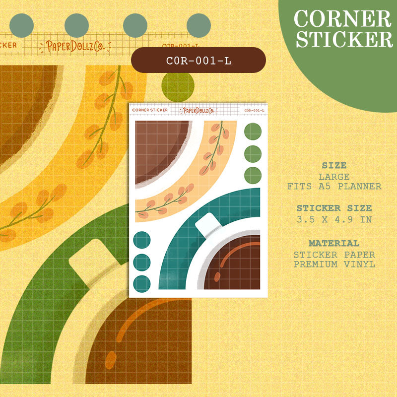 Paperdollzco | Large Corner Stickers | cor-001-L