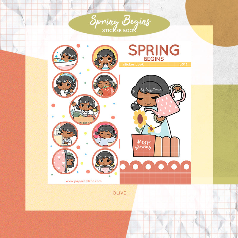 Spring Begins | PaperDollzCo | Activity Sticker Book | FB013