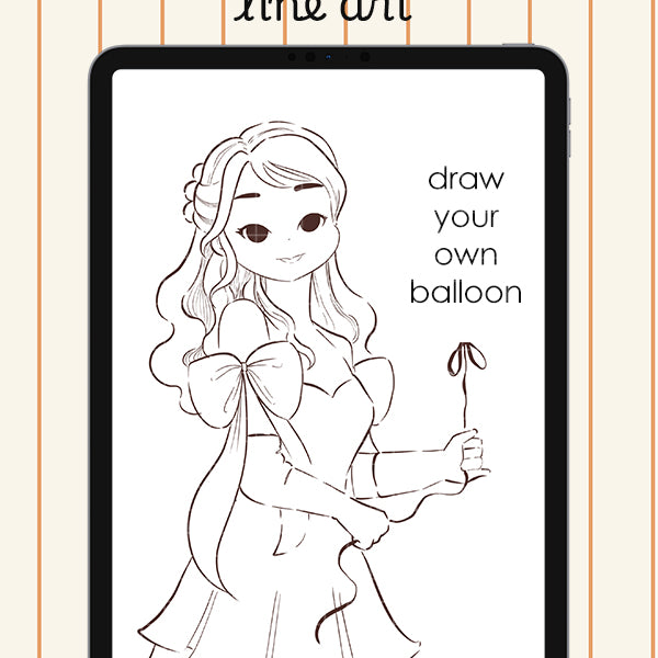 August Line Art Digital File | PaperDollzCo