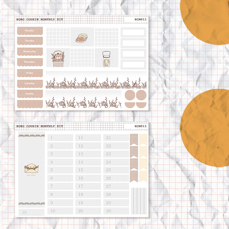 Minimalist | Hobonichi Cousin Monthly Stickers (set of 2) | Hcm011