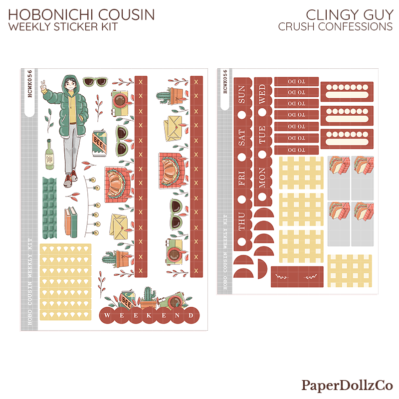 Clingy Guy Crush Confessions Hobonichi Cousin Weekly Kit - hcwk056