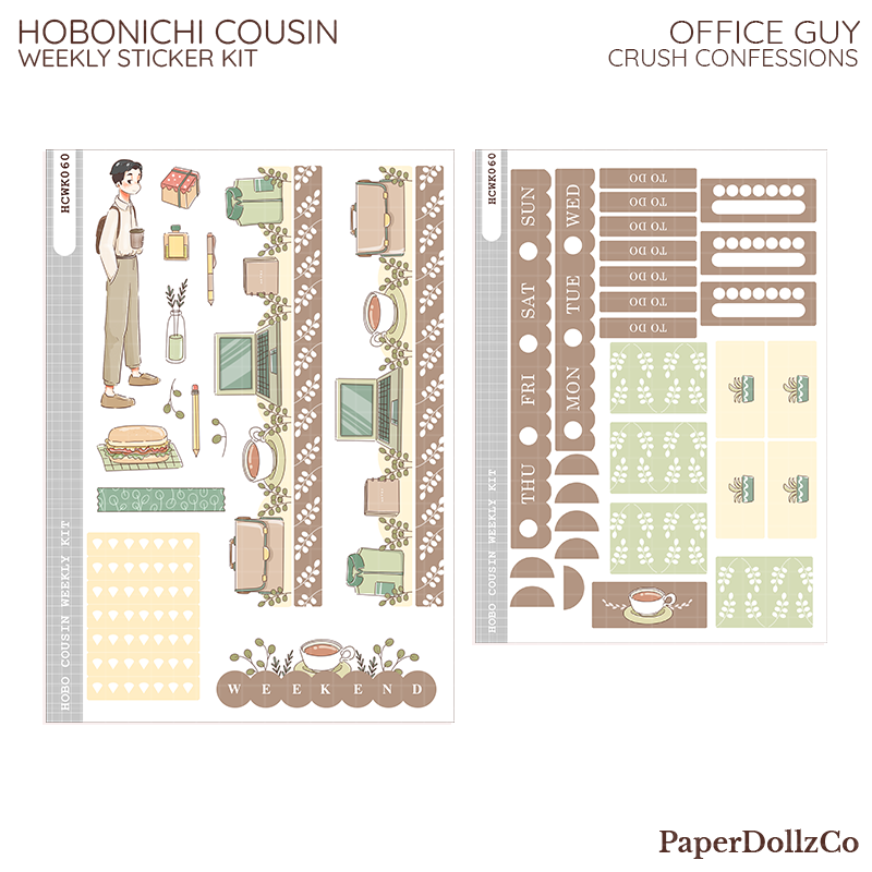 Office Guy Crush Confessions Hobonichi Cousin Weekly Kit - hcwk060