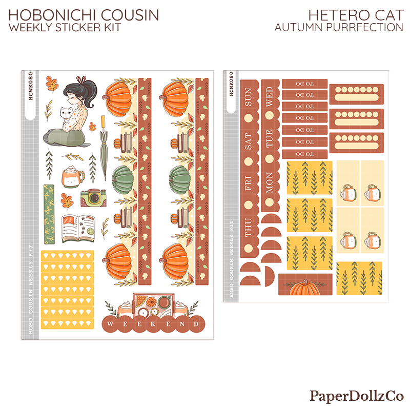 Hetero Cat Hobonichi Cousin Weekly Kit - hcwk080