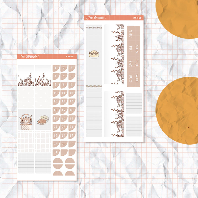 Minimalist Hobonichi Weeks Monthly Stickers ( set of 2 ) - hwm011
