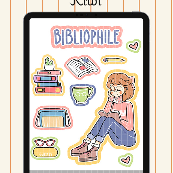 Bibliophile Digital File | Kiwi | PaperDollzCo