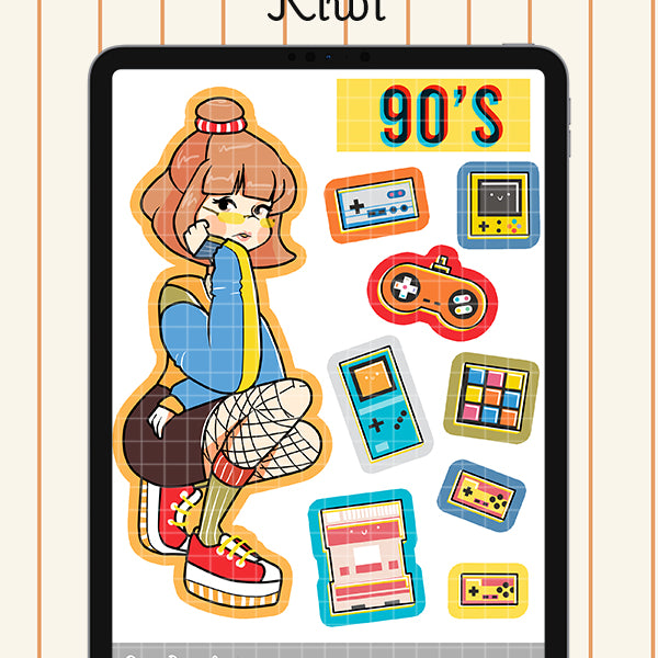 90s Digital File | Kiwi | PaperDollzCo