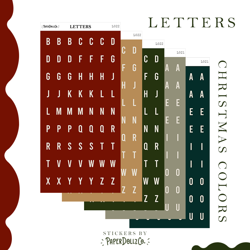 Letter Journal Sticker | Consonant | Christmas Colors | L022