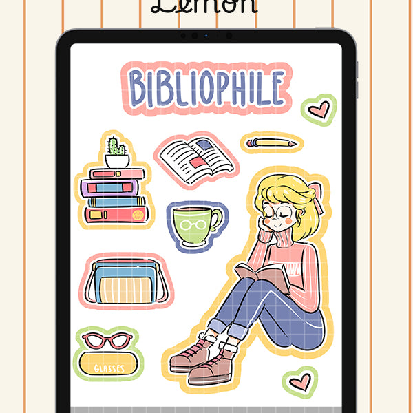 Bibliophile Digital File | Lemon | PaperDollzCo