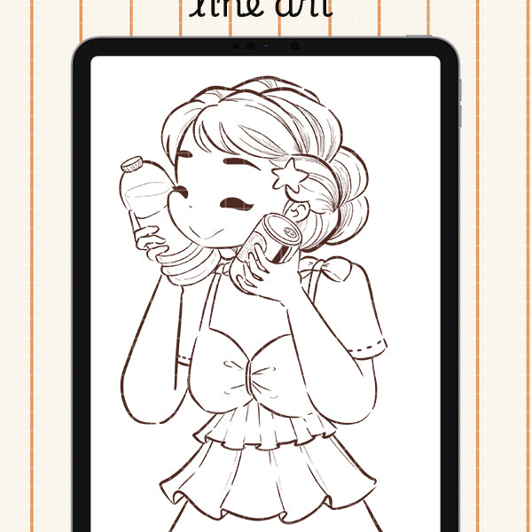 July Line Art Digital File | PaperDollzCo