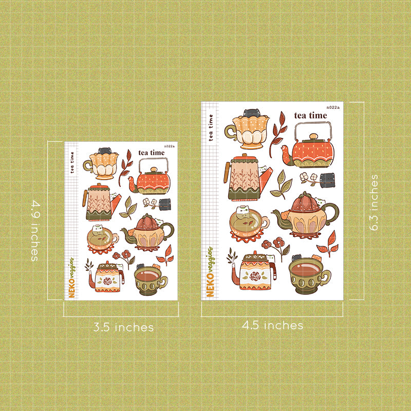 Tea Time Sticker Neko Veggies