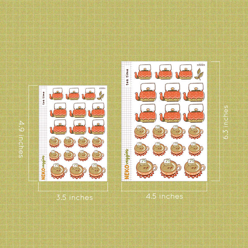 Tea Time Sticker Neko Veggies