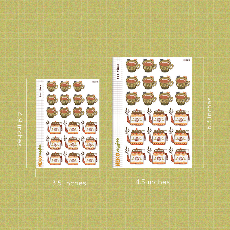 Tea Time Sticker Neko Veggies
