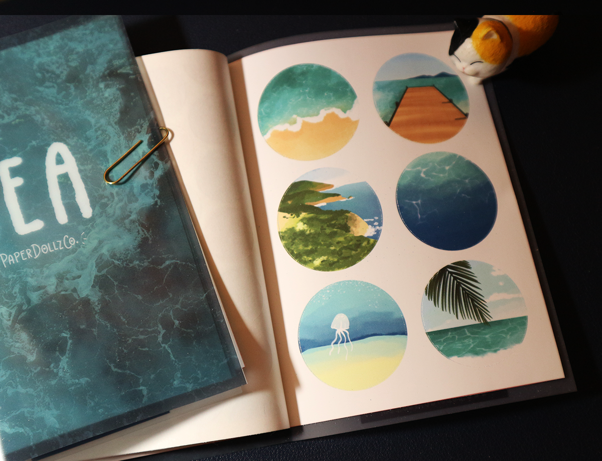 Sea - Geometric Aesthetic Sticker Book | FB006
