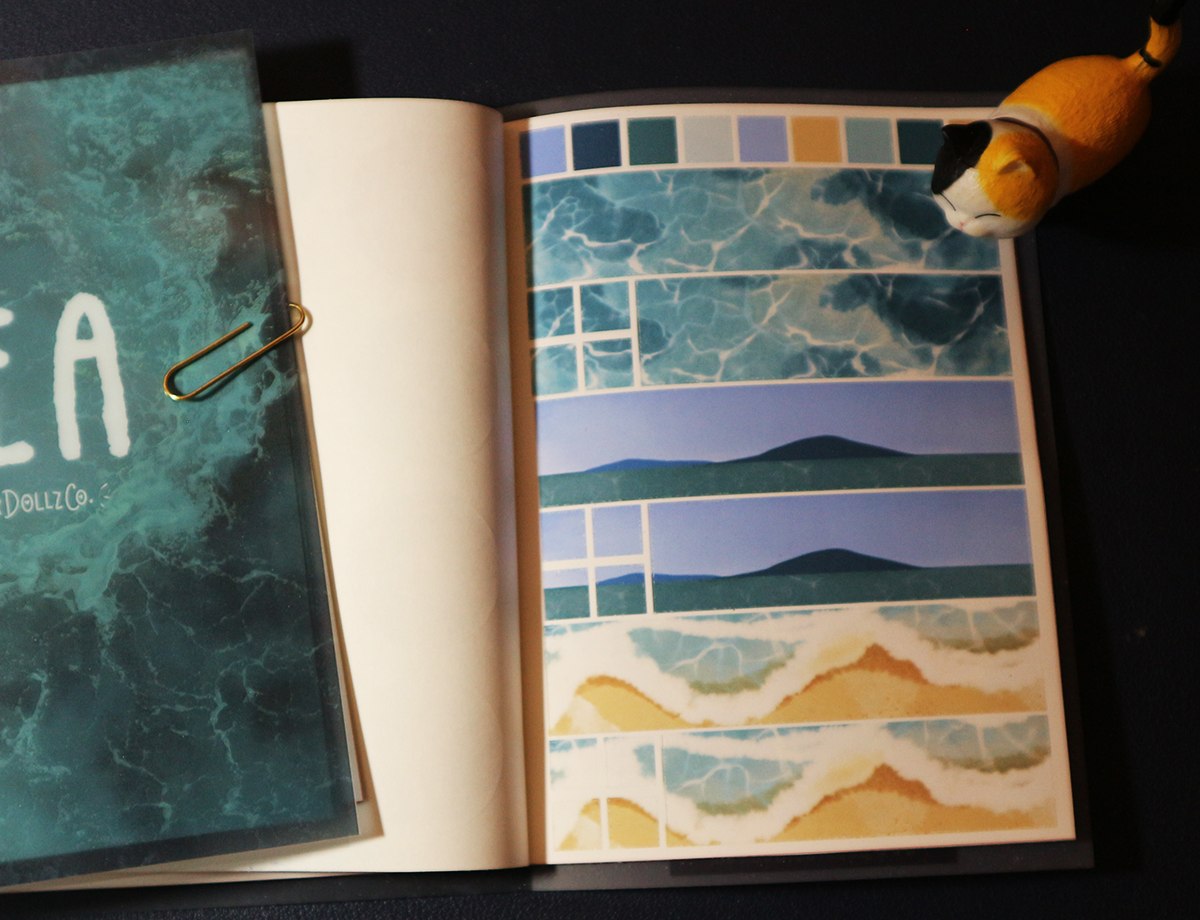 Sea - Geometric Aesthetic Sticker Book | FB006