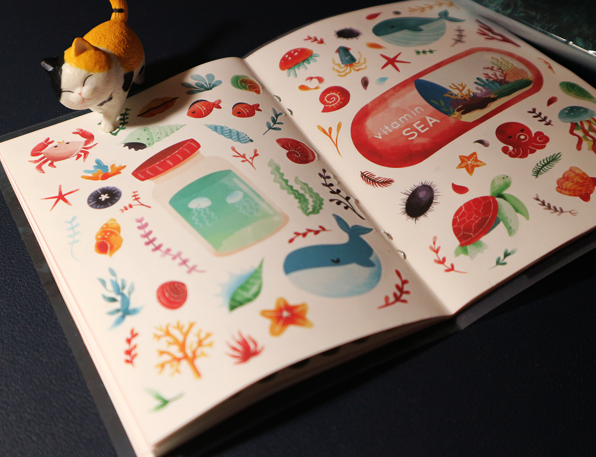 Sea - Geometric Aesthetic Sticker Book | FB006