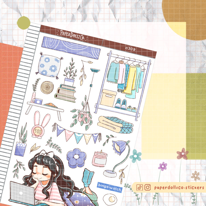 Binge-watch | Home Buddy | Collections | Paperdollzco Planner Stickers | C309