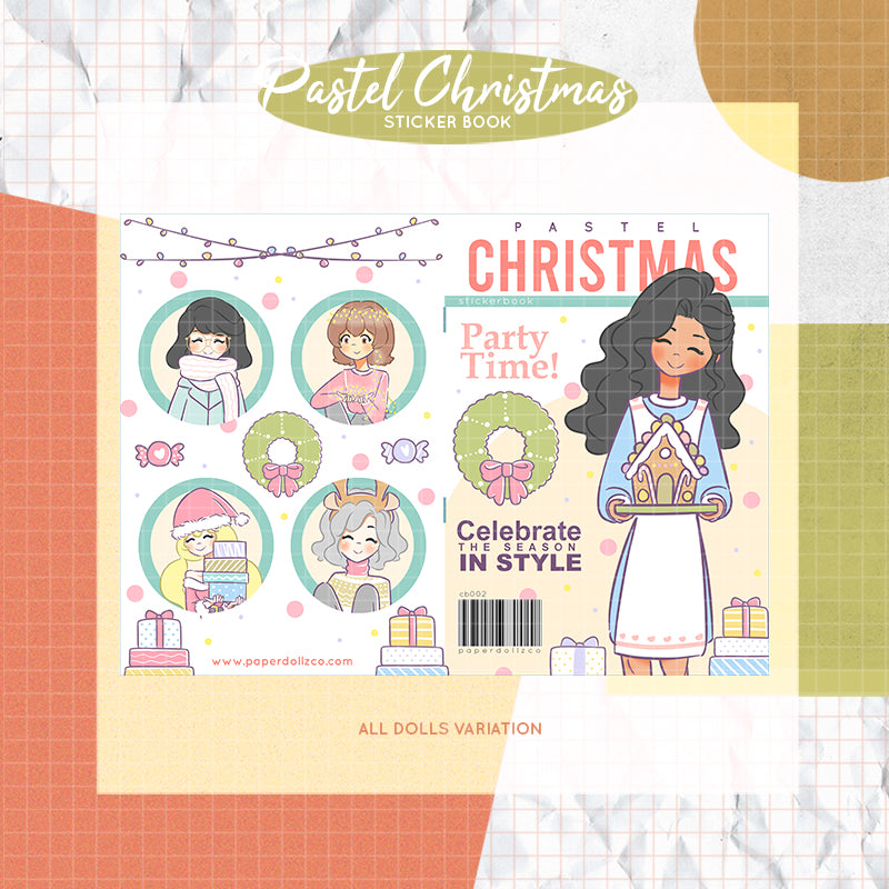 Pastel Christmas PaperDollzCo Planner Sticker Book | CB002