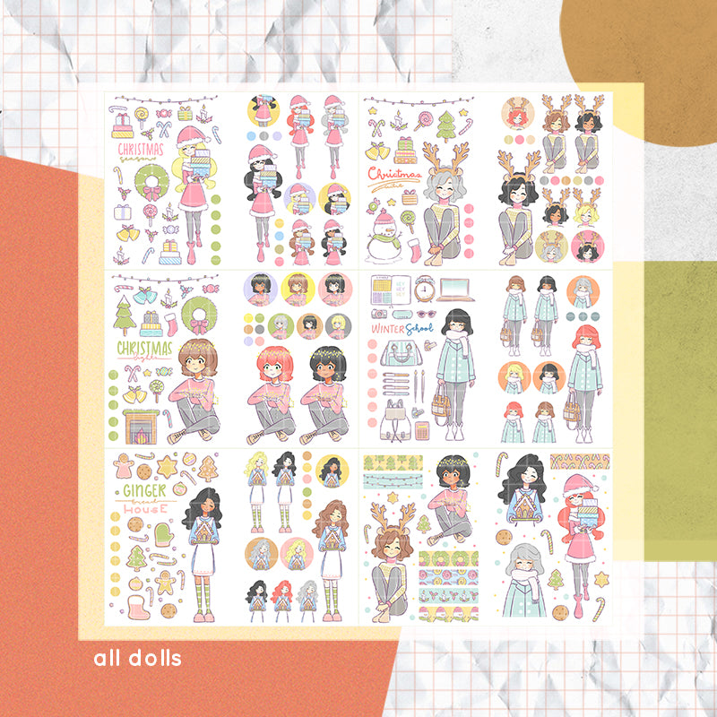 Pastel Christmas PaperDollzCo Planner Sticker Book | CB002