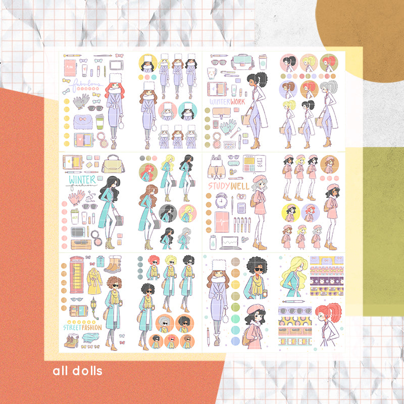 Winter Fashion PaperDollzCo Planner Sticker Book | CB003