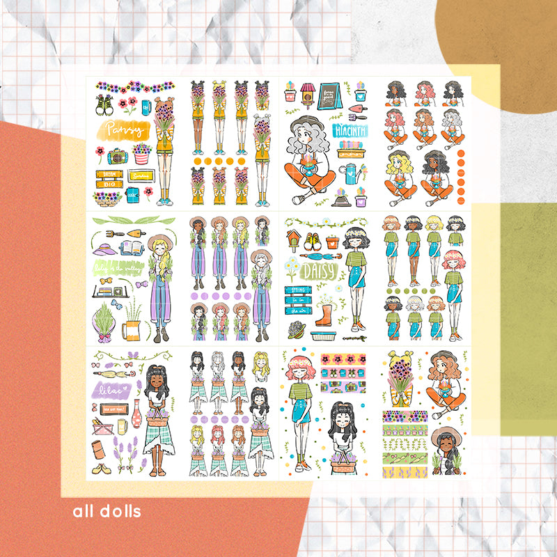 Floriography PaperDollzCo Planner Sticker Book | CB006b
