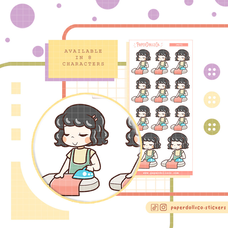 Iron Clothes PaperDollzCo Planner Stickers | f071