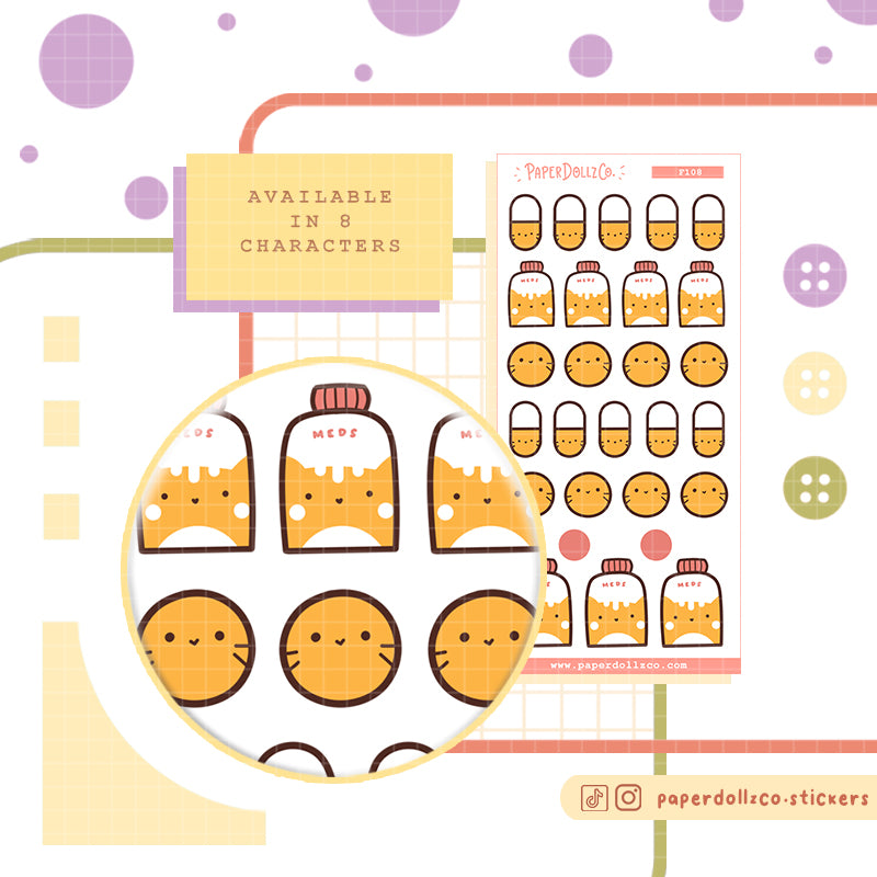 Buy Cat Meds PaperDollzCo Planner Stickers | f108