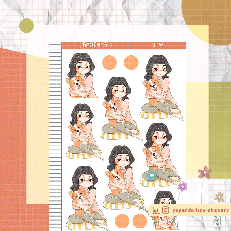 Corgi Fur In Love Paperdollzco Planner Stickers | J315