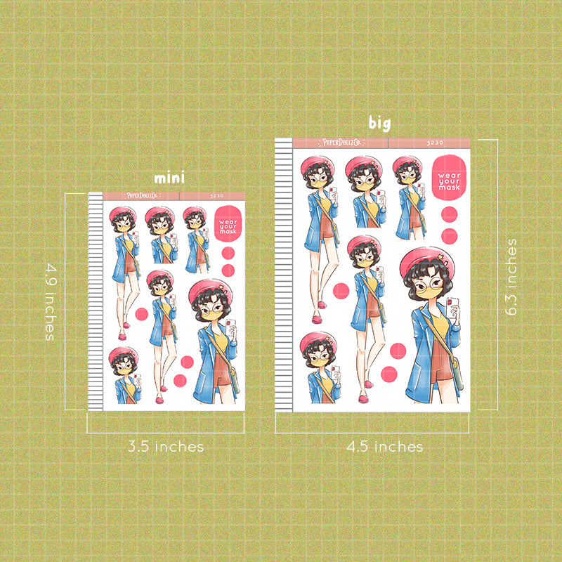 Preppy Wear Your Mask PaperdDollzCo Planner Sticker | J230