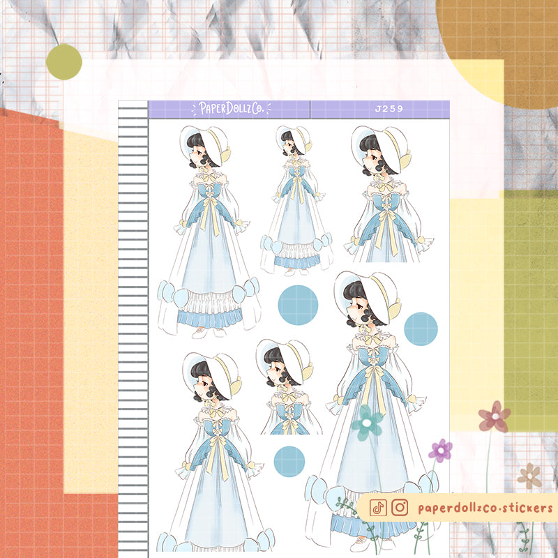 Butterfly Pea Tea Party PaperDollzCo Planner Stickers | J259
