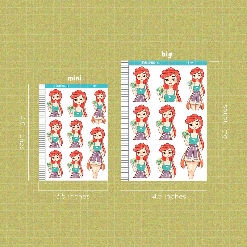 Sun-kissed Summer Princess Paperdollzco Planner Stickers | J309