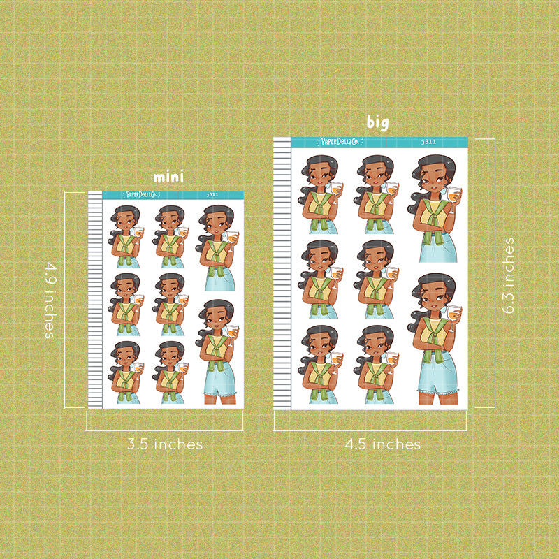 Sun-filled Summer Princess Paperdollzco Planner Stickers | J311