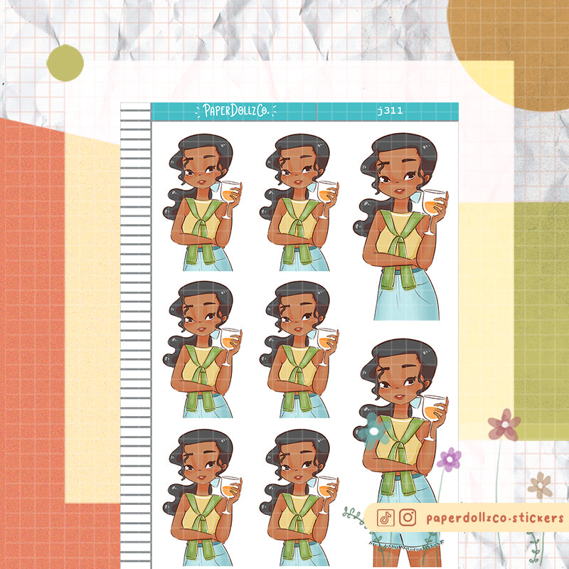 Sun-filled Summer Princess Paperdollzco Planner Stickers | J311
