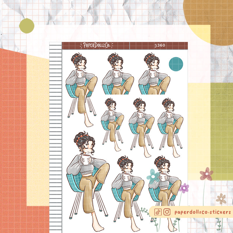 Cozy Coffee Home Buddy Paperdollzco Planner Stickers | J360