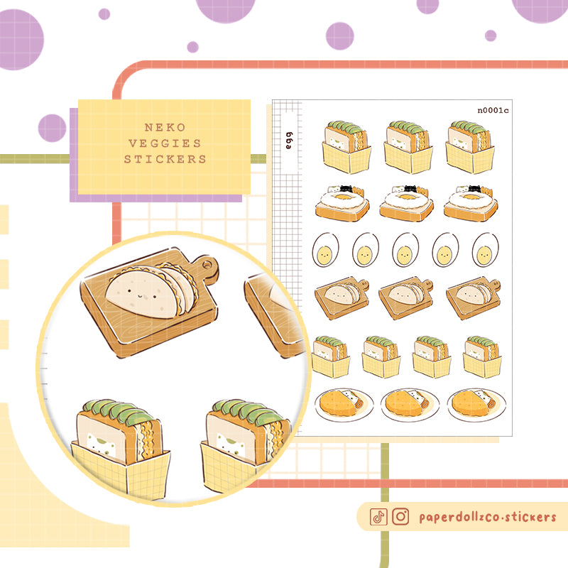 Egg Sticker Neko Veggies