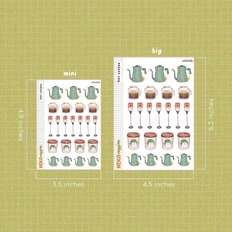 Hot Coffee Sticker Neko Veggies